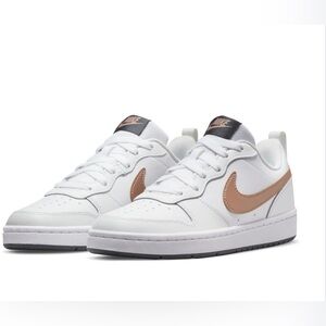 Nike Court Borough Low 2 SE GS 'White Metallic Copper Kids Shoes